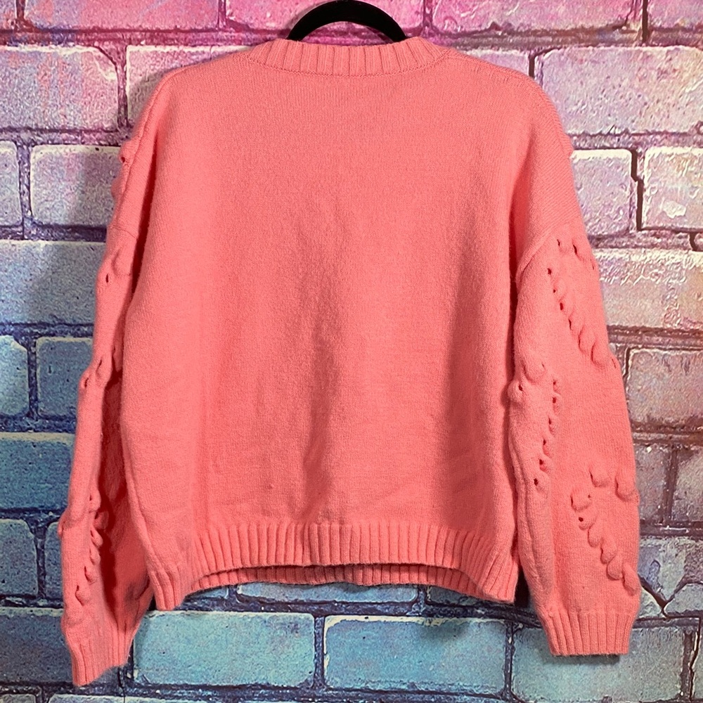 Cider Women’s Heart Texture Knit Sweater Size M Pink Cozy Great Condition - Picture 5 of 10